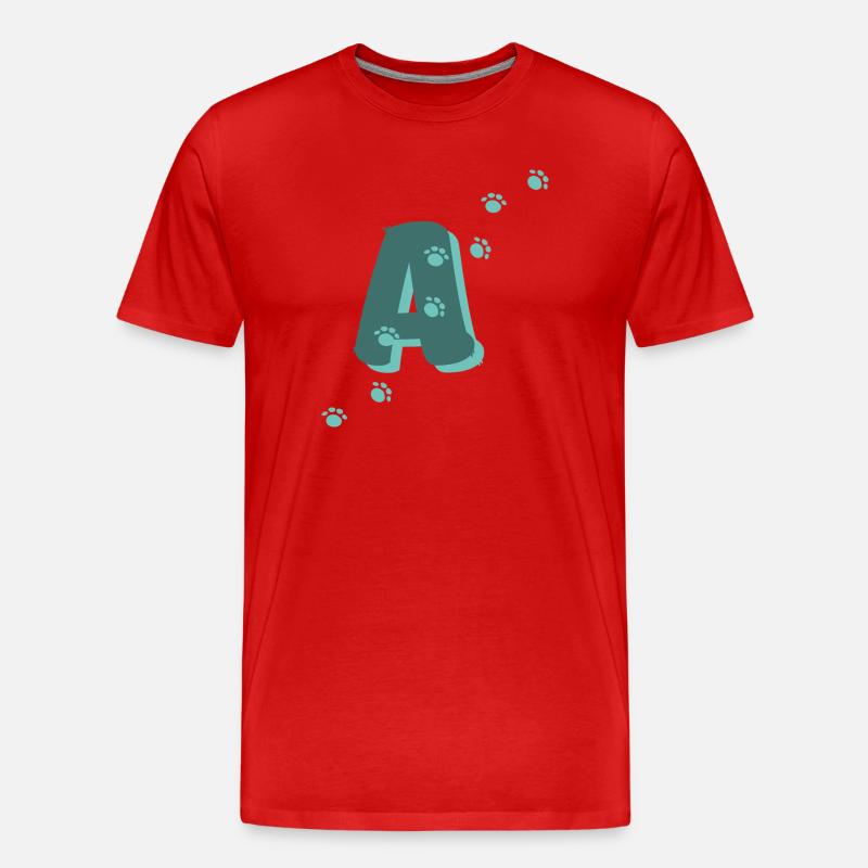 Pfoten Buchstabe A - Männer Premium Bio T-Shirt - Rot