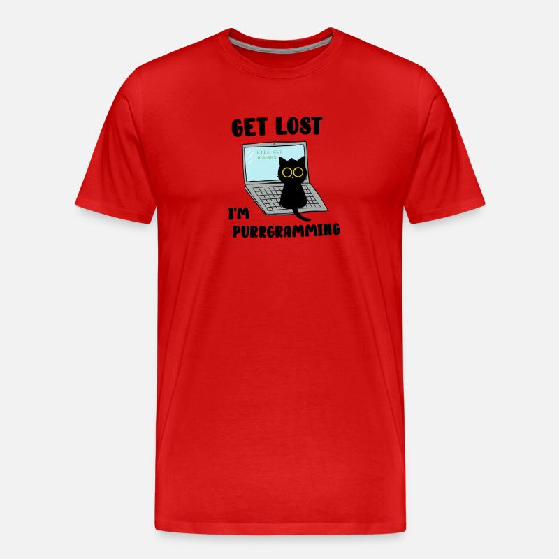 Get Lost I'm purrgramming - Männer Premium Bio T-Shirt - Rot