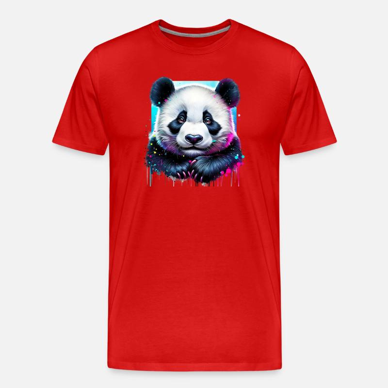 Panda - Männer Premium Bio T-Shirt - Rot