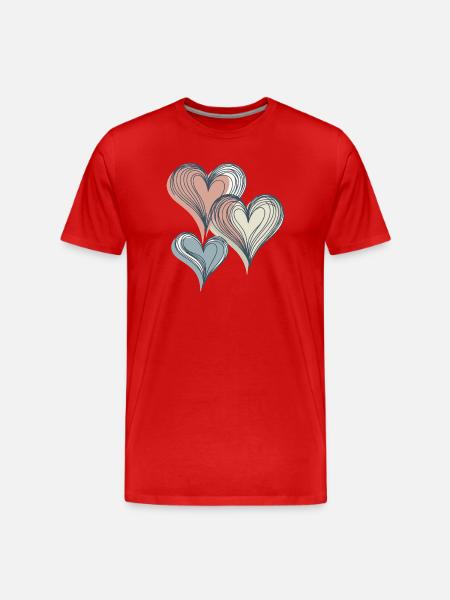 Pastel Hearts Line Art - Men's Premium Organic T-Shirt - red