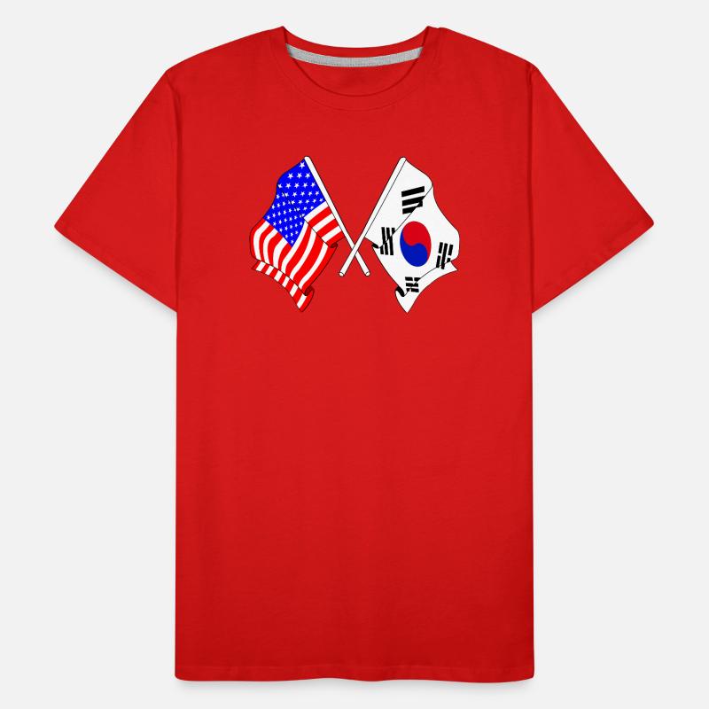 Drapeau des États-Unis et drapeau de la Corée du Sud T-shirt bio Premium Homme