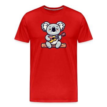 Koala Chords: The Eucalyptus Melodist - Men's Premium Organic T-Shirt - red - Front - Damien (186cm)