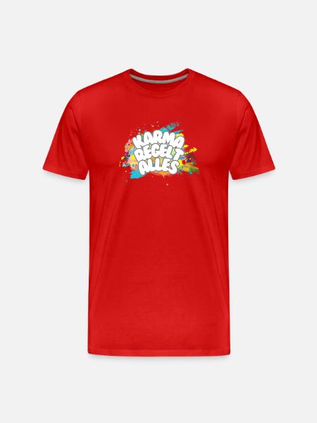 Karma regelt Alles - Männer Premium Bio T-Shirt - Rot