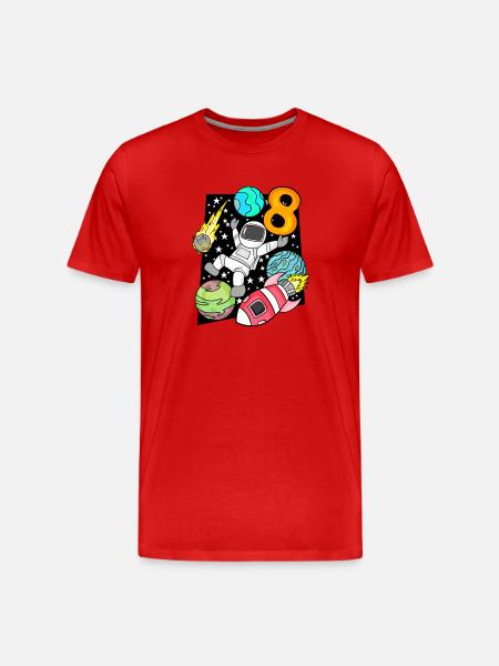 8 Birthday Boy Astronaut Rocket - Men's Premium Organic T-Shirt - red