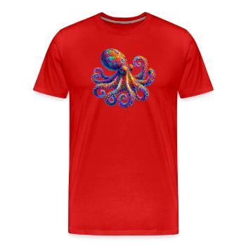 Krake - Männer Premium Bio T-Shirt - Rot - Vorne - Damien (186cm)