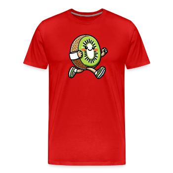 Kiwi Kicker: The Swift Slice - Men's Premium Organic T-Shirt - red - Front - Damien (186cm)