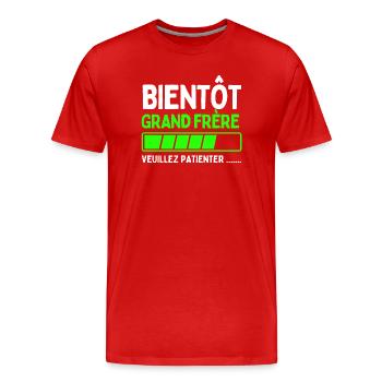 Bientôt grand frère - T-shirt bio Premium Homme - rouge - Devant - Damien (186cm)