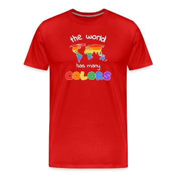 Regenbogenweltkarte der Vielfalt - Männer Premium Bio T-Shirt - Rot - Vorne - Damien (186cm)