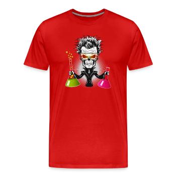 Skull as a gloomy scientist in the laboratory - Men's Premium Organic T-Shirt - red - Front - Damien (186cm)
