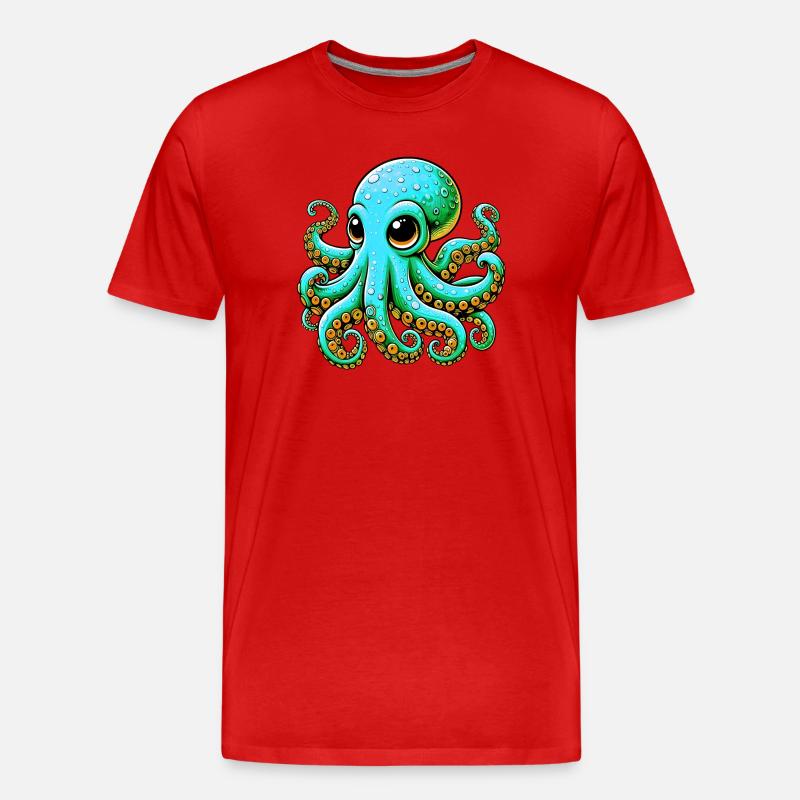 Krake - Männer Premium Bio T-Shirt - Rot