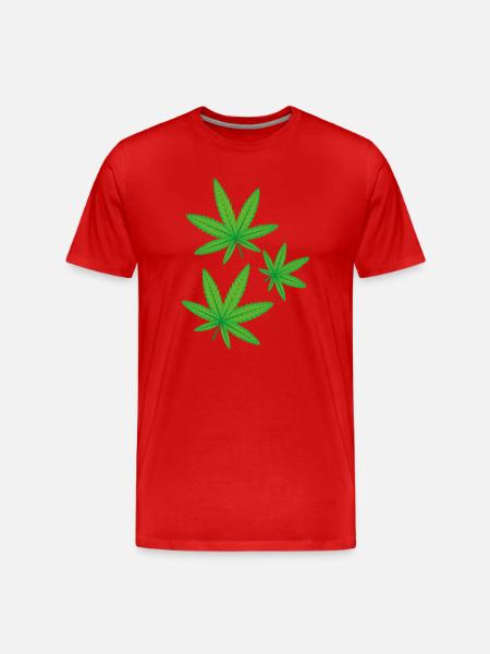Feuilles de cannabis vertes - T-shirt bio Premium Homme - rouge