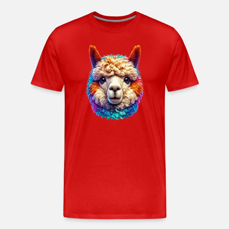 Alpaka - Männer Premium Bio T-Shirt - Rot