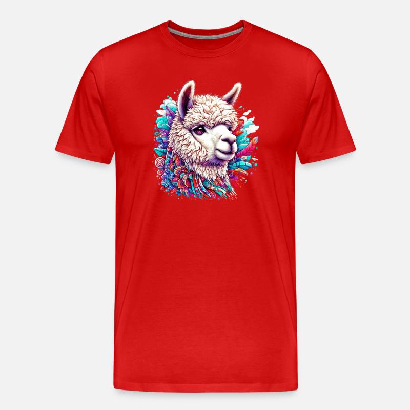 Alpaka - Männer Premium Bio T-Shirt - Rot