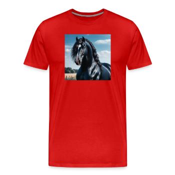 Eleganz des Pferdes - Männer Premium Bio T-Shirt - Rot - Vorne - Damien (186cm)