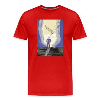 Au-delà de l’horizon : une odyssée cosmique - T-shirt bio Premium Homme - rouge - Devant - Damien (186cm)