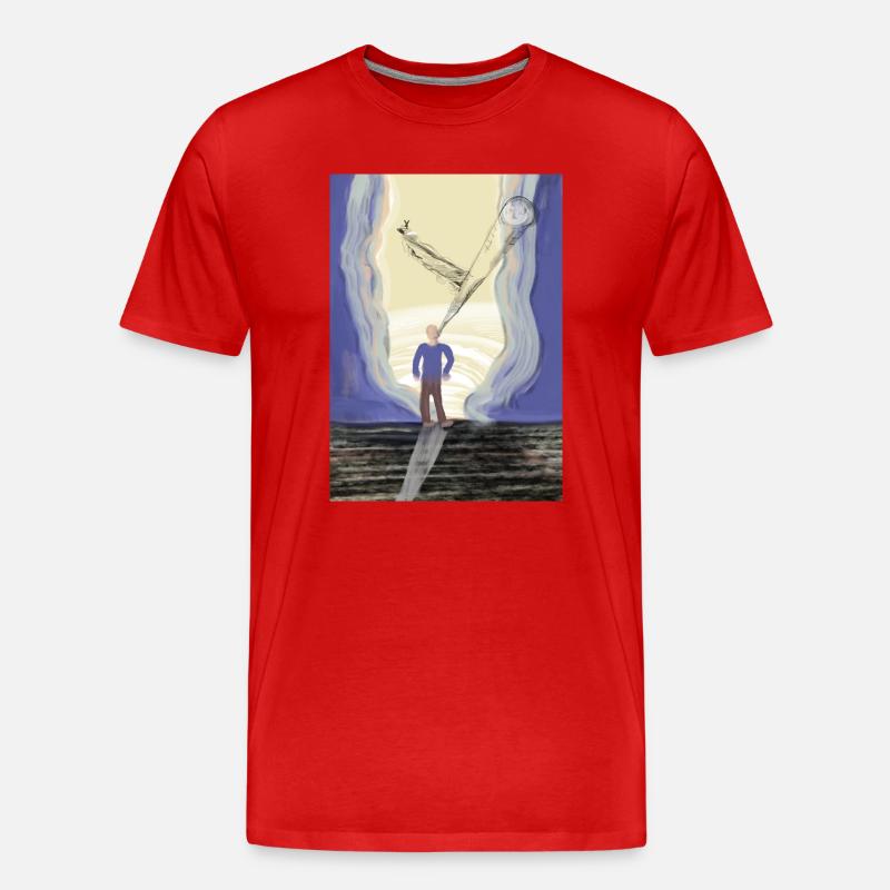 Jenseits des Horizonts: Eine kosmische Odyssee - Männer Premium Bio T-Shirt - Rot