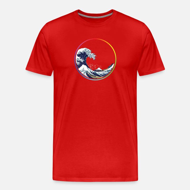 Regenbogen-Wellen-Kreis - Männer Premium Bio T-Shirt - Rot