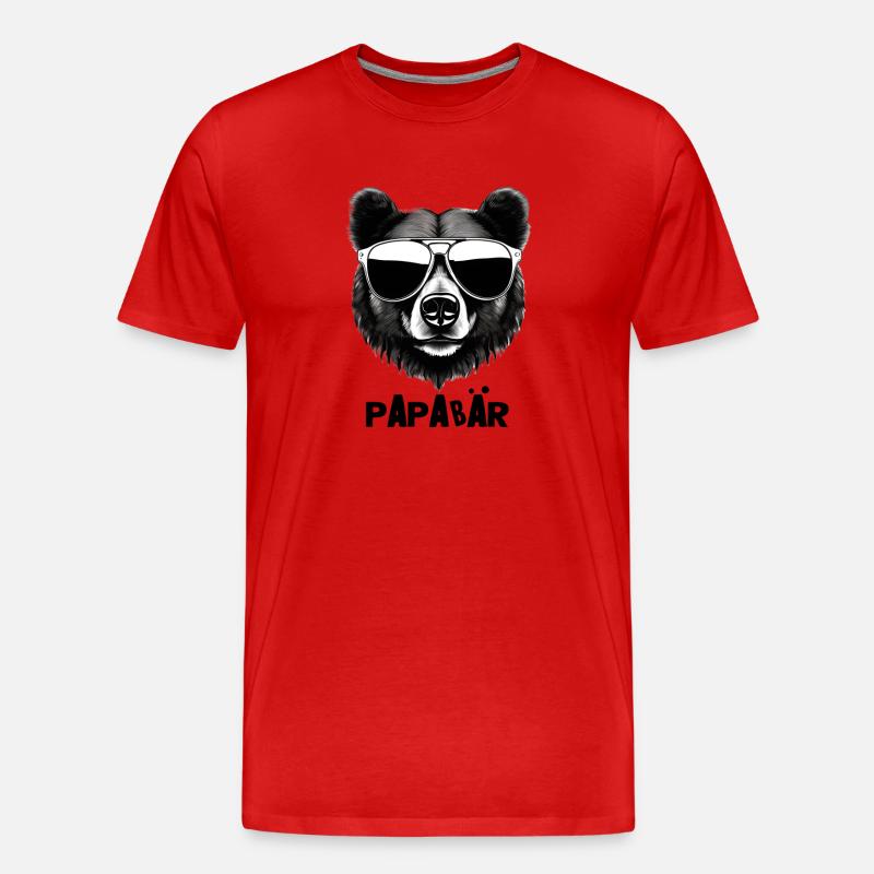 Papa – Der coolste Bär im Revier - Männer Premium Bio T-Shirt - Rot