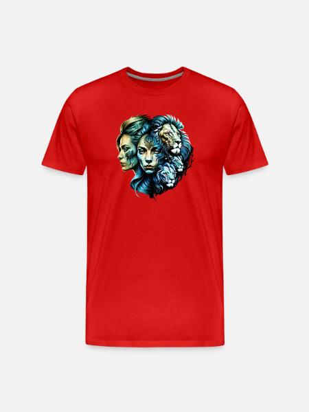 The Powerful Presence of Lions - Men's Premium Organic T-Shirt - red