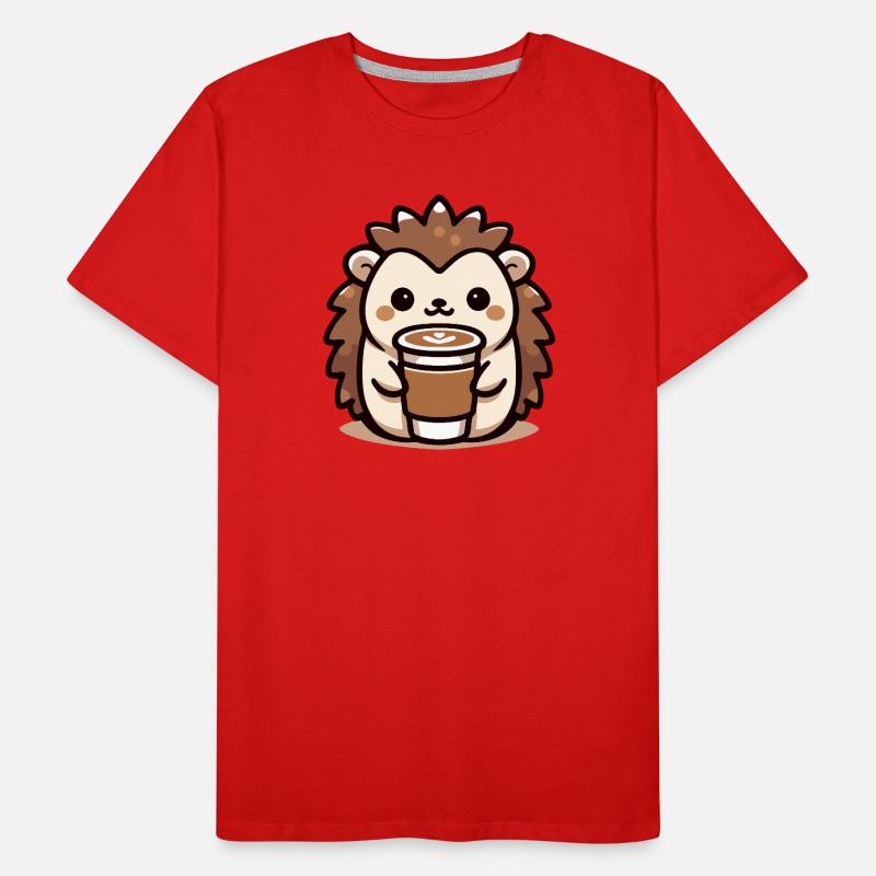 Kaffeeliebender Igel Männer Premium Bio T-Shirt