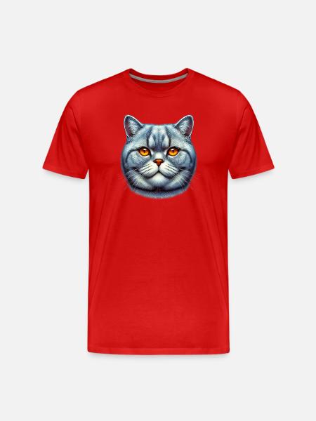 Britisch Kurzhaar Katze - Männer Premium Bio T-Shirt - Rot