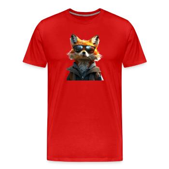 Renard J’aime les renards Renard roux Renard mignon sauvage - T-shirt bio Premium Homme - rouge - Devant - Damien (186cm)