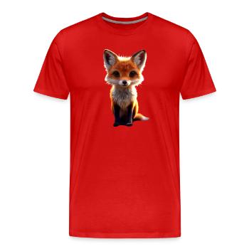 Renard J’aime les renards Renard roux Renard mignon sauvage - T-shirt bio Premium Homme - rouge - Devant - Damien (186cm)