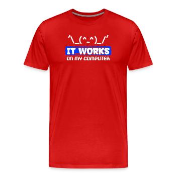 Debug Statement Bug Correction du code de script Développeur - T-shirt bio Premium Homme - rouge - Devant - Damien (186cm)