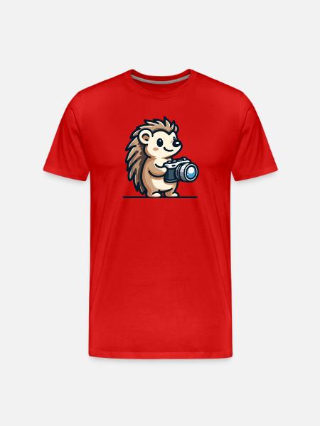 Schnappschuss-Igel: Der Shutterbug-Kumpel - Männer Premium Bio T-Shirt - Rot