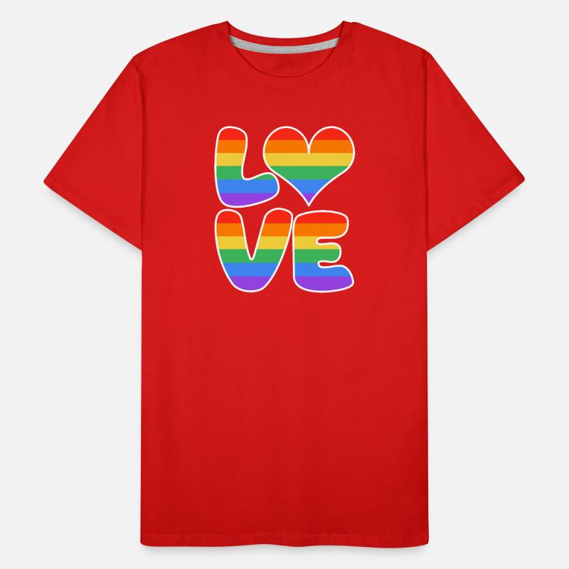 Regenbogenliebe Herzdesign Männer Premium Bio T-Shirt