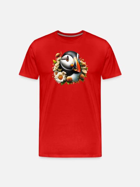 Puffin - Men's Premium Organic T-Shirt - red