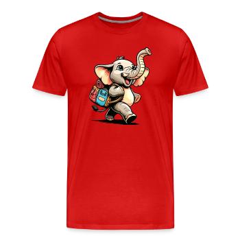 Tiny Trekker : Le Jolly Elephant - T-shirt bio Premium Homme - rouge - Devant - Damien (186cm)