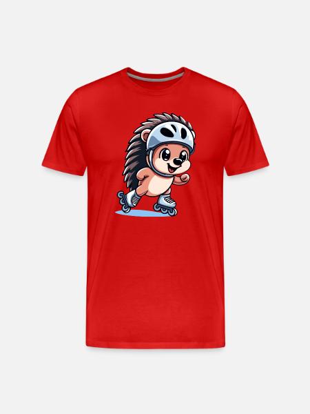 Speedy Hedgehog: Rollschuh-Champion - Männer Premium Bio T-Shirt - Rot