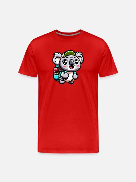 Adventurous Koala Backpacker Illustration - Men's Premium Organic T-Shirt - red