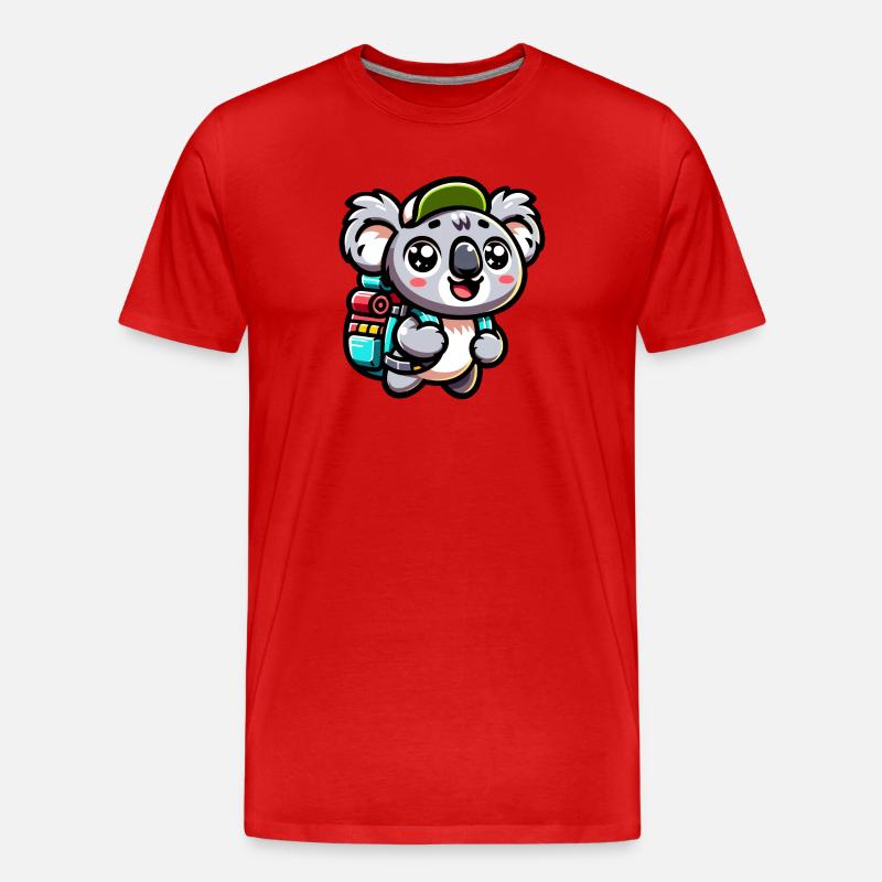 Adventurous Koala Backpacker Illustration - Men's Premium Organic T-Shirt - red