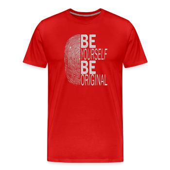 BE YOURSELF BE ORIGINAL - Men's Premium Organic T-Shirt - red - Front - Damien (186cm)