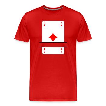 Spielkarten-Ass aus Karo mit Bannerplatz - Männer Premium Bio T-Shirt - Rot - Vorne - Damien (186cm)