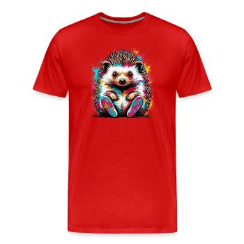 Hedgehog With Sports Shoes Sneaker Sneakers - Men's Premium Organic T-Shirt - red - Front - Damien (186cm)