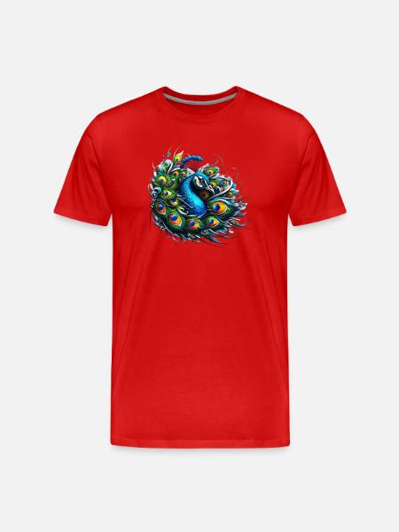 Peacock - Men's Premium Organic T-Shirt - red