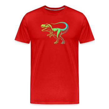 dinosaure tyrannosaure rex, t-rex vert bleu - T-shirt bio Premium Homme - rouge - Devant - Damien (186cm)