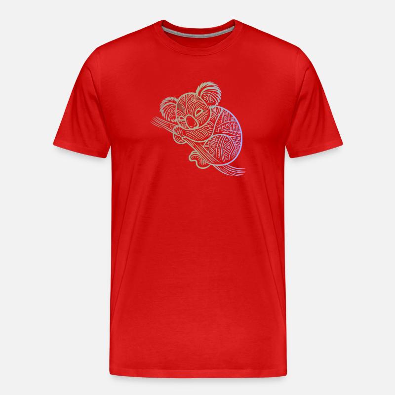koala en motifs aborigènes , tribal - T-shirt bio Premium Homme - rouge
