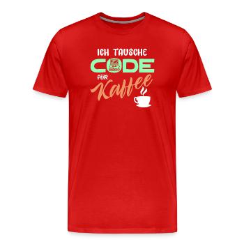 Code Développeur de déclaration Programmeur Ordinateur - T-shirt bio Premium Homme - rouge - Devant - Damien (186cm)