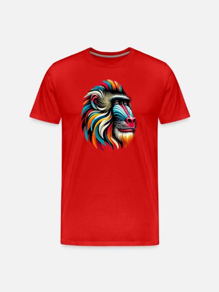 Singe mandrill - T-shirt bio Premium Homme - rouge