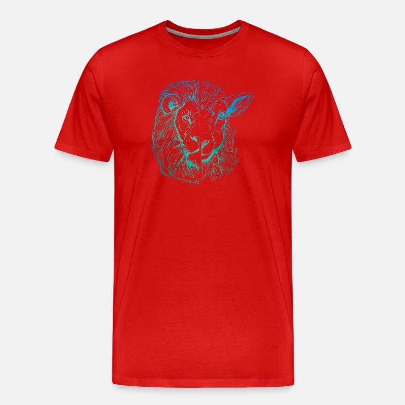 Löwe und Lamm - Männer Premium Bio T-Shirt - Rot