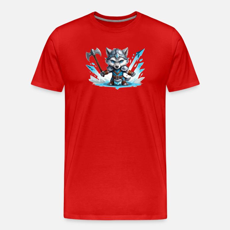Viking Wolf Warrior - Männer Premium Bio T-Shirt - Rot