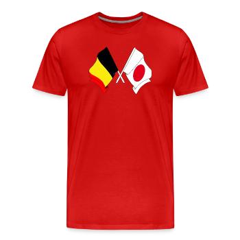 Drapeau de la Belgique, drapeau du Japon - T-shirt bio Premium Homme - rouge - Devant - Damien (186cm)
