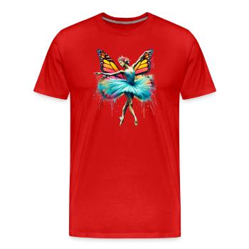 Ballerine avec des ailes de papillon papillons tutu - T-shirt bio Premium Homme - rouge - Devant - Damien (186cm)