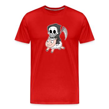 Motif de mouton de la Faucheuse - T-shirt bio Premium Homme - rouge - Devant - Damien (186cm)