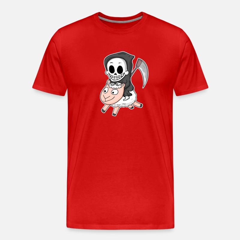 Sensenmann Schaf Motiv - Männer Premium Bio T-Shirt - Rot