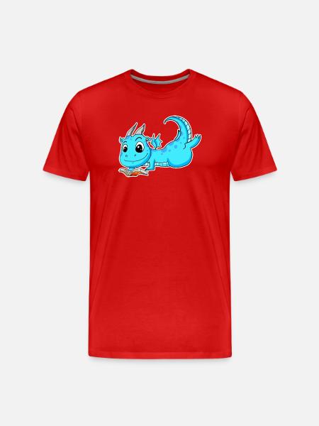 Dragon Book Reading - Men's Premium Organic T-Shirt - red